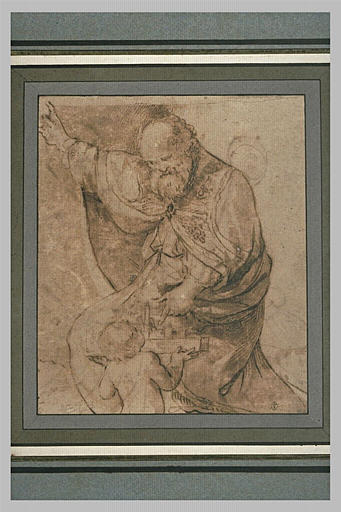 Un ange présentant un modèle de la ville de Bologne à saint Pétrone