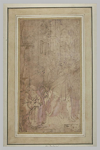 Saint François d'Assise enchainant un loup furieux