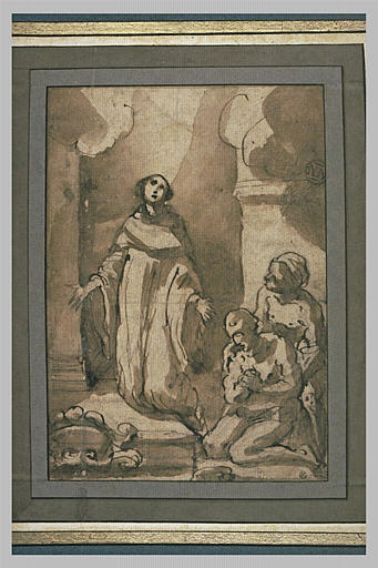 Guerison d'un malade obtenue par la prière d'un saint à genoux