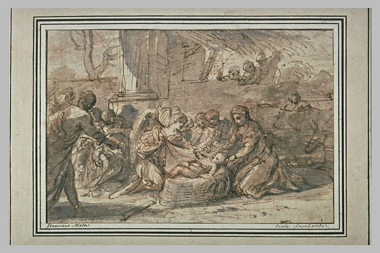 Jésus adoré par les anges et par les bergers