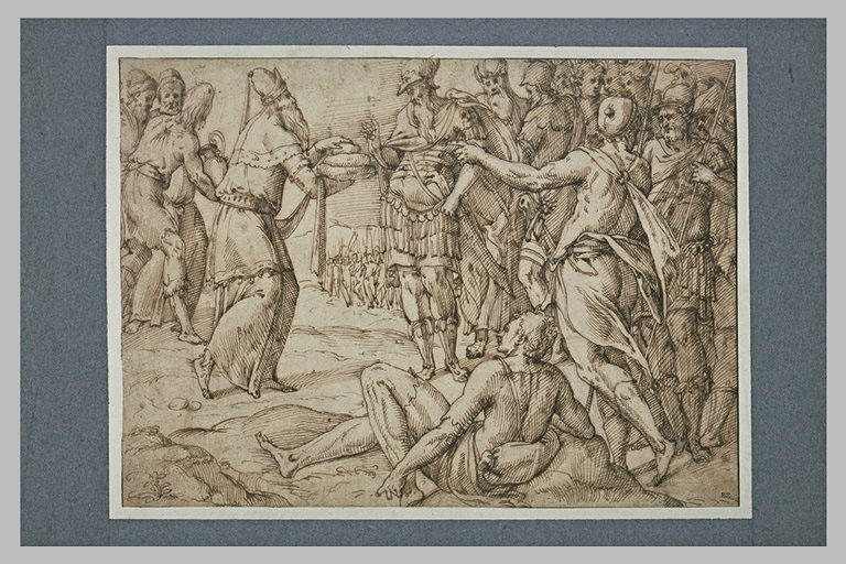 Melchisedech offrant le pain et le vin à Abraham