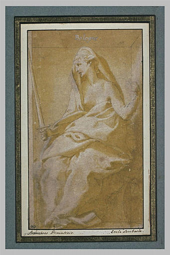 La Justice, assise, tenant le glaive et la balance