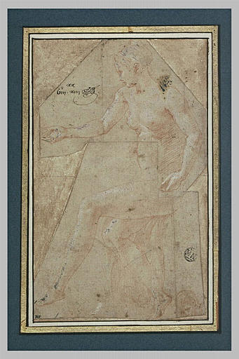Femme nue, assise, de profil vers la gauche