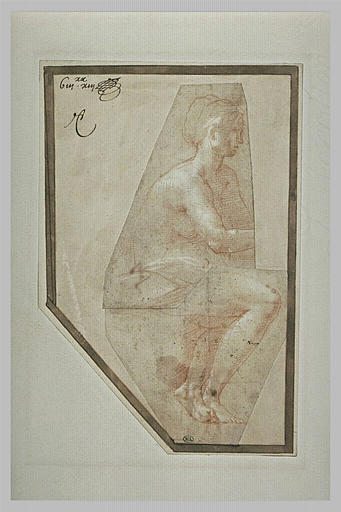 Femme nue, assise, de profil vers la  droite
