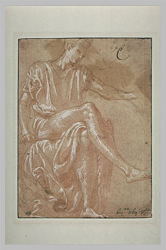 Homme assis jouant de la viola da braccio