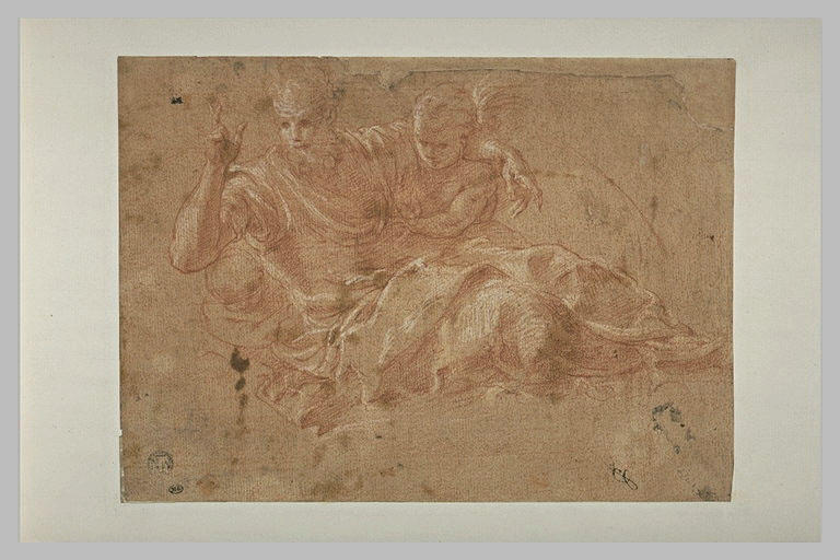 Dieu le Père bénissant, assis dans les nuées, soutenu par deux anges