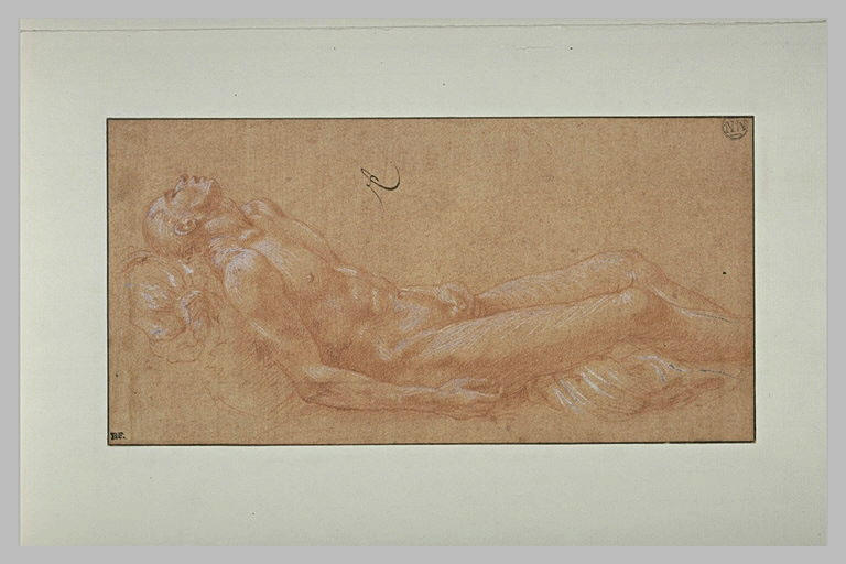 Homme nu étendu sur une draperie, dans l'attitude de la mort