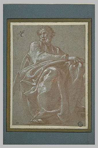 Un homme assis, drapé, regardant à gauche