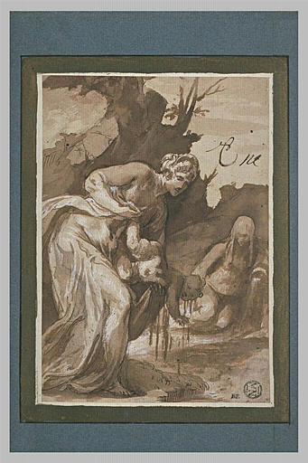 Thétis trempant Achille dans les eaux du Styx