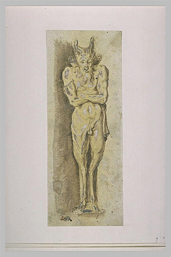 Faune debout, de face, les bras croisés