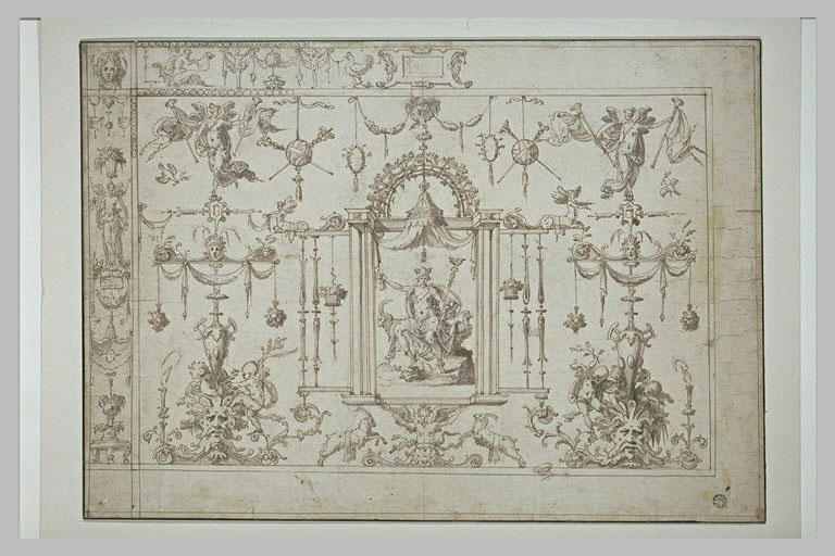 Grottesques, avec au centre, sous un dai, Mercure