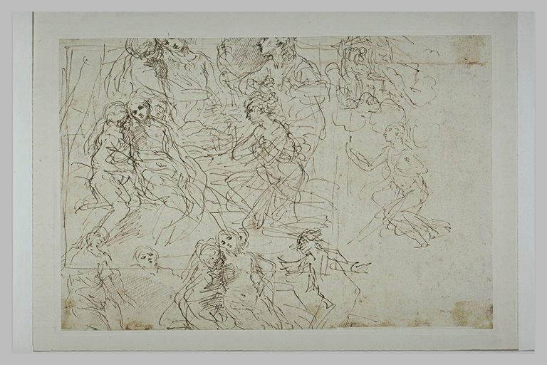 Etudes pour une figure soutenant une femme devant une troisième agenouillée