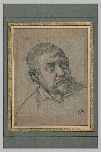 Tête d'homme, de trois quarts, les yeux levés au ciel