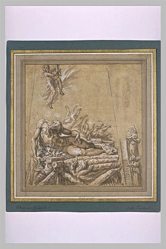 Composition pour le manteau d'une cheminée: Hercule sur le bûcher