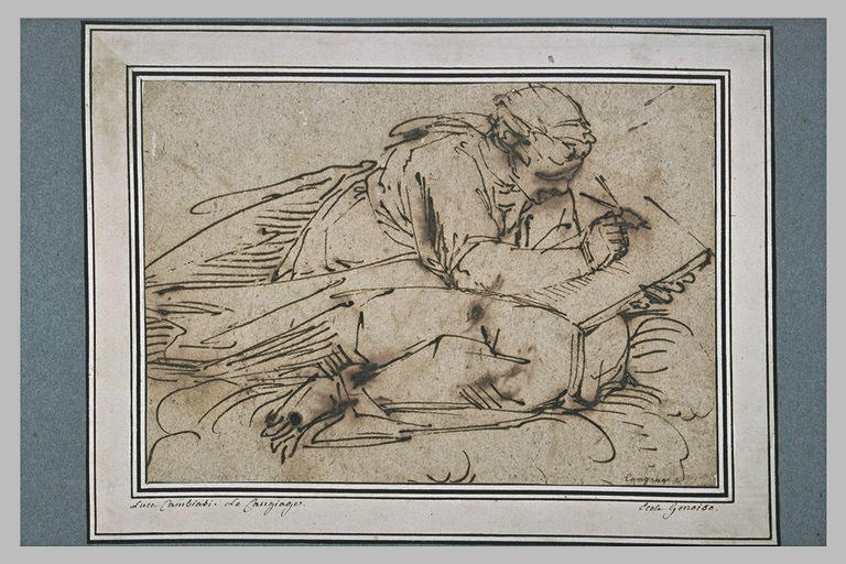 Sibylle accroupie, écrivant