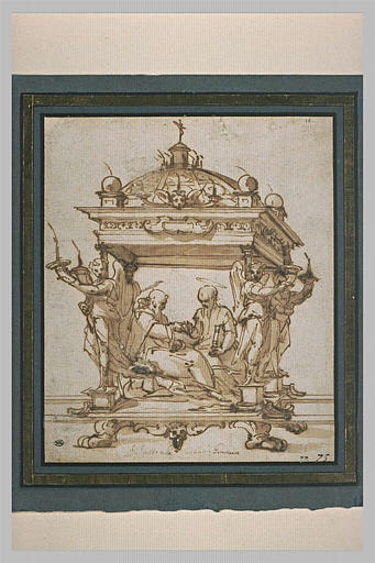 Projet de châsse avec saint Antoine abbé et saint Paul ermite