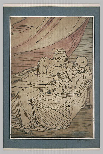 Sainte Famille, avec l'Enfant couché dans son berceau