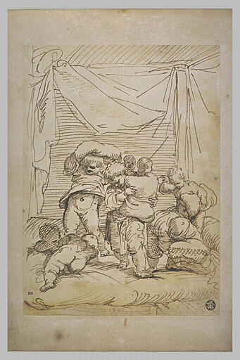 Plusieurs enfants sur un lit, jouant avec des coussins
