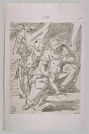 Vierge embrassant l'Enfant, avec le petit saint Jean