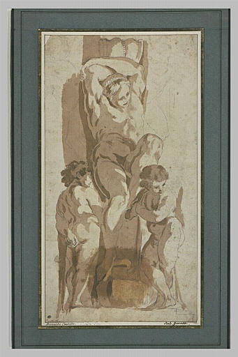 Atlante entre deux putti