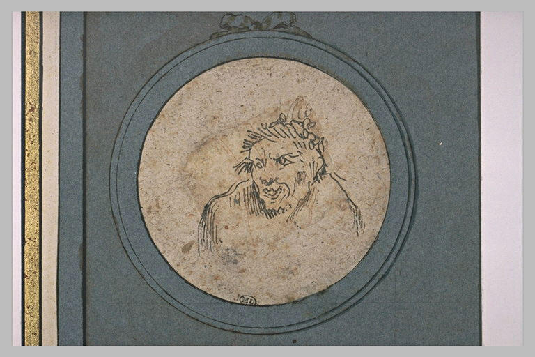 Caricature : buste d'homme, le regard fixé sur la gauche