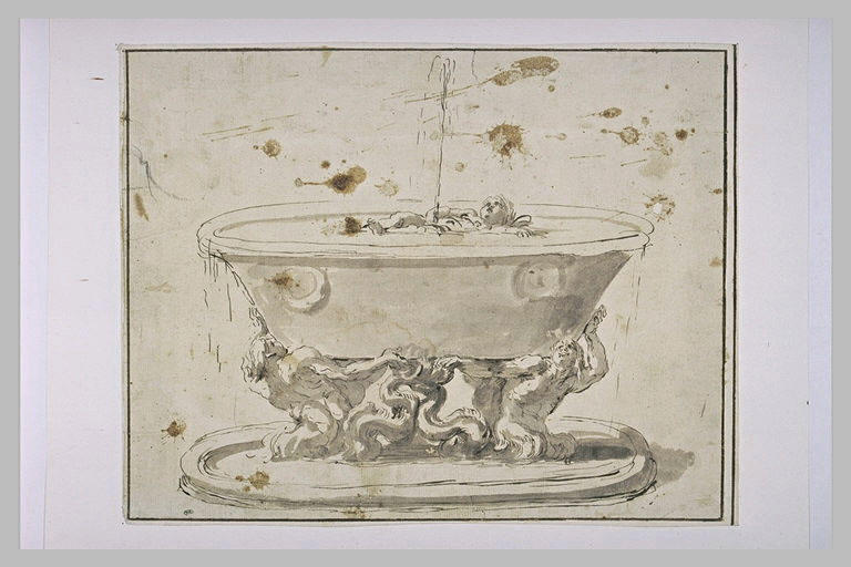 Fontaine soutenue par deux tritons