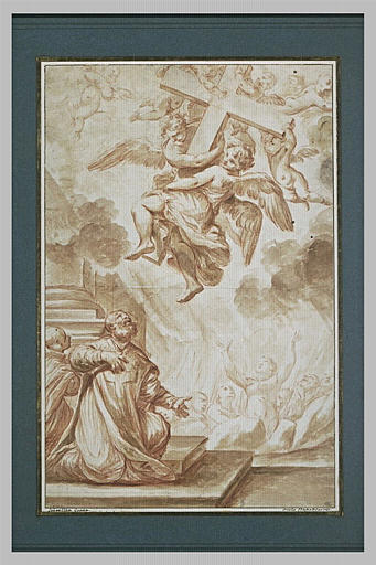Apparition d'anges portant la Croix à deux religieux