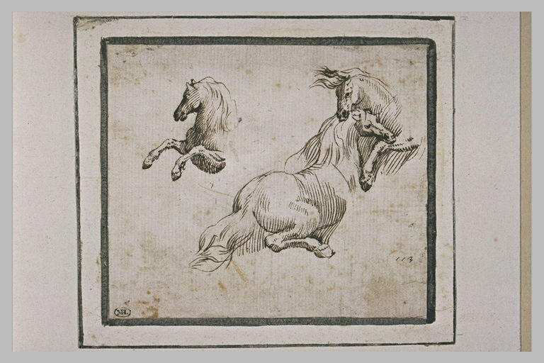 Trois études partielles de chevaux en mouvement