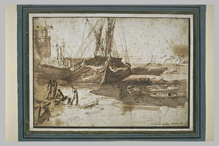 Galère, et barques dans un port