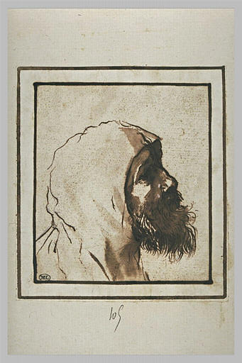 Tête d'homme barbu : saint François de Paule (? )