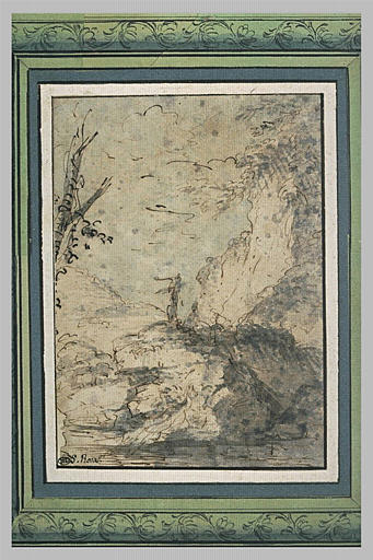 Deux figures dans un paysage rocheux