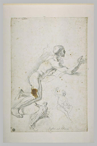 Deux figures nues, assises, et jeune homme nu, penché en avant