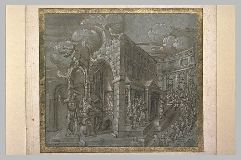 La Forge de Vulcain ; un théâtre à ciel ouvert avec de nombreux spectateurs