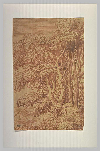 Paysage avec un bouquet d'arbres sur un tertre