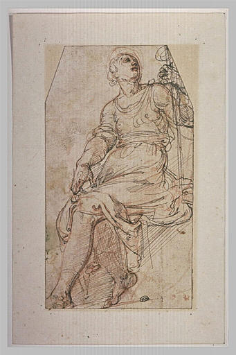 Une figure assise, regardant à droite