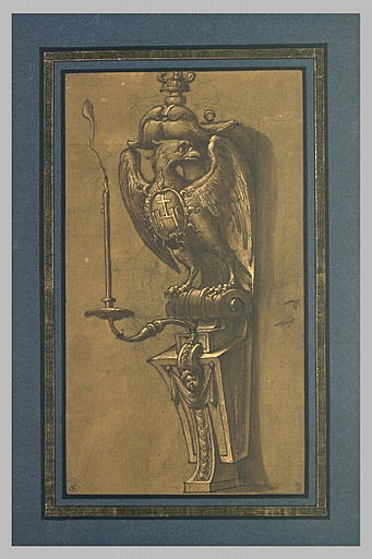 Console supportant un candélabre, avec un aigle portant un blason