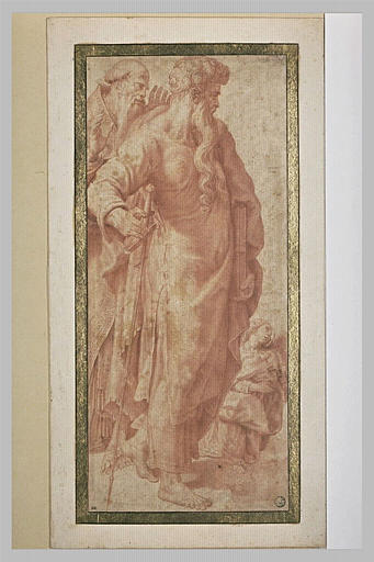 Saint Paul debout, tourné vers la droite, avec saint Augustin et un ange