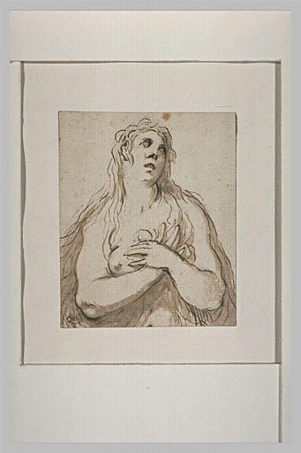 La Madeleine, en buste, nue, la main sur la poitrine