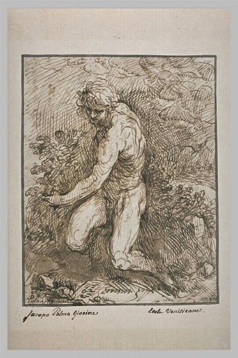 Adolescent nu, agenouillé