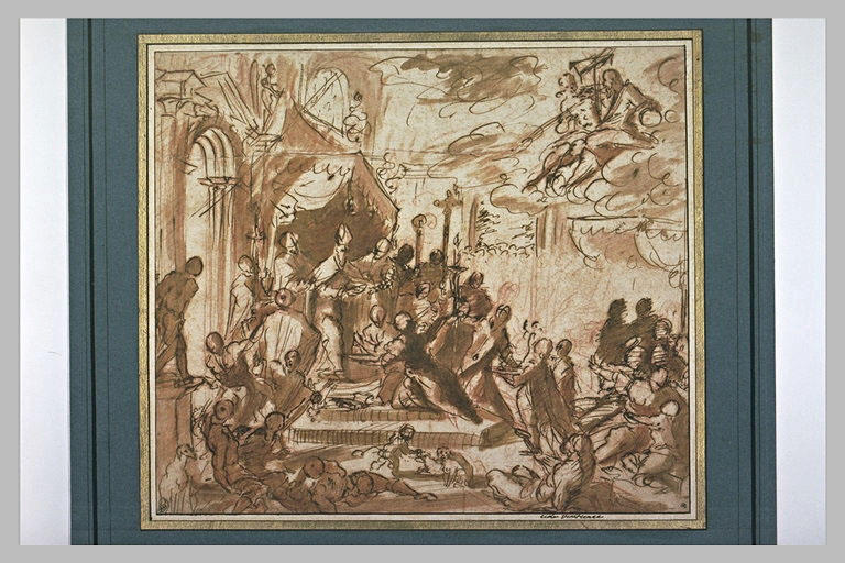 Un archevêque de Venise présente des reliques à des possédés