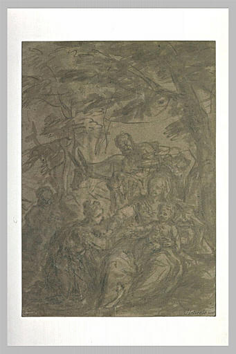 Repos de la Sainte Famille et de deux figures pendant la fuite en Egypte