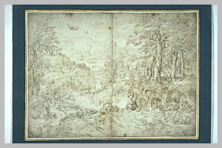 Paysage avec des chèvres
