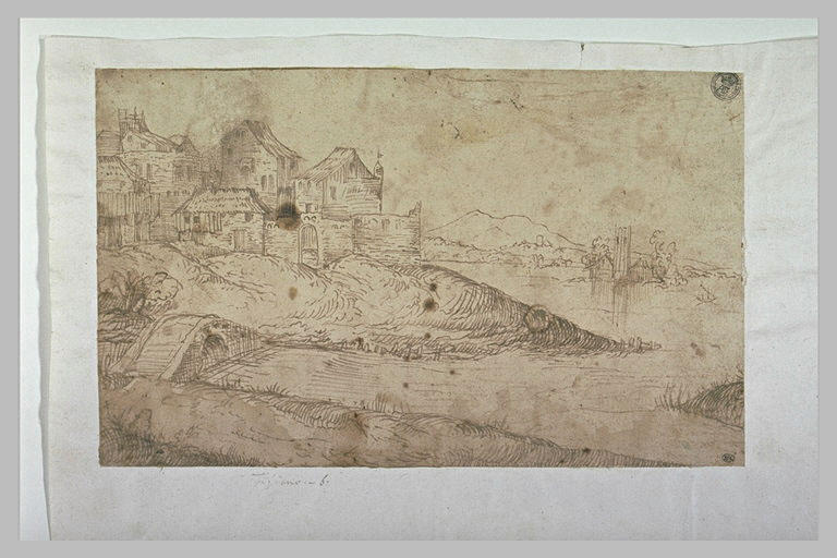 Bourgade fortifiée dominant une étendue d'eau