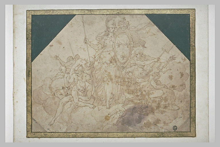 Pallas portant les armes de la France sur son bouclier