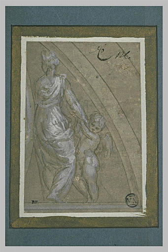 Femme de dos, donnant la main à l'Amour, projet pour un écoinçon