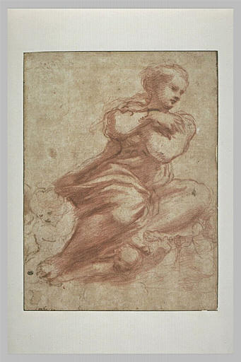 Vierge, tournée vers la droite, et putti