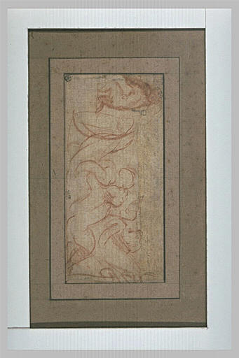 Etude de quatre putti enfants avec une guirlande