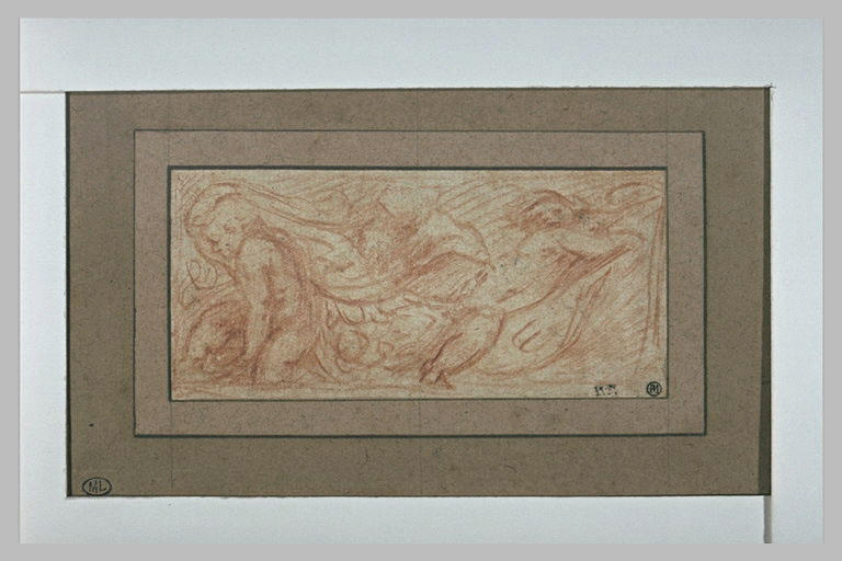 Etude de putti avec une guirlande