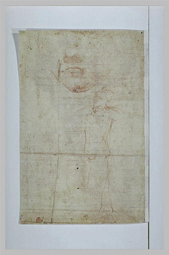 Deux esquisses : figure d'homme debout, de trois quarts et bas de visage