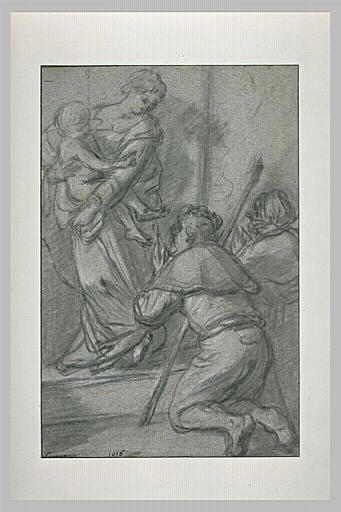 La Vierge avec l'Enfant Jésus adorée par deux pélerins